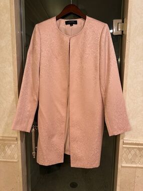 Tahari ASL Pink Jacquard Open-Front Blazer Coat
